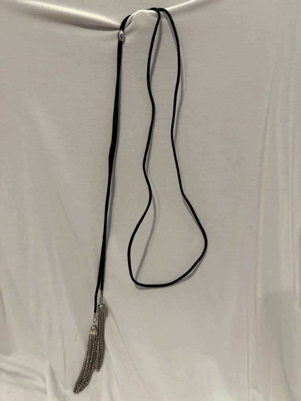 Black Suede Tassel Crossbody Necklace Bag - Unbranded